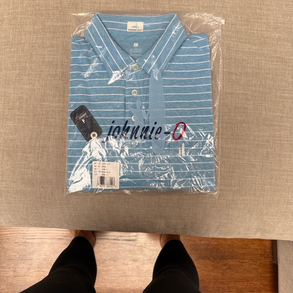 johnnie-O Bondi Blue Striped Polo Shirt